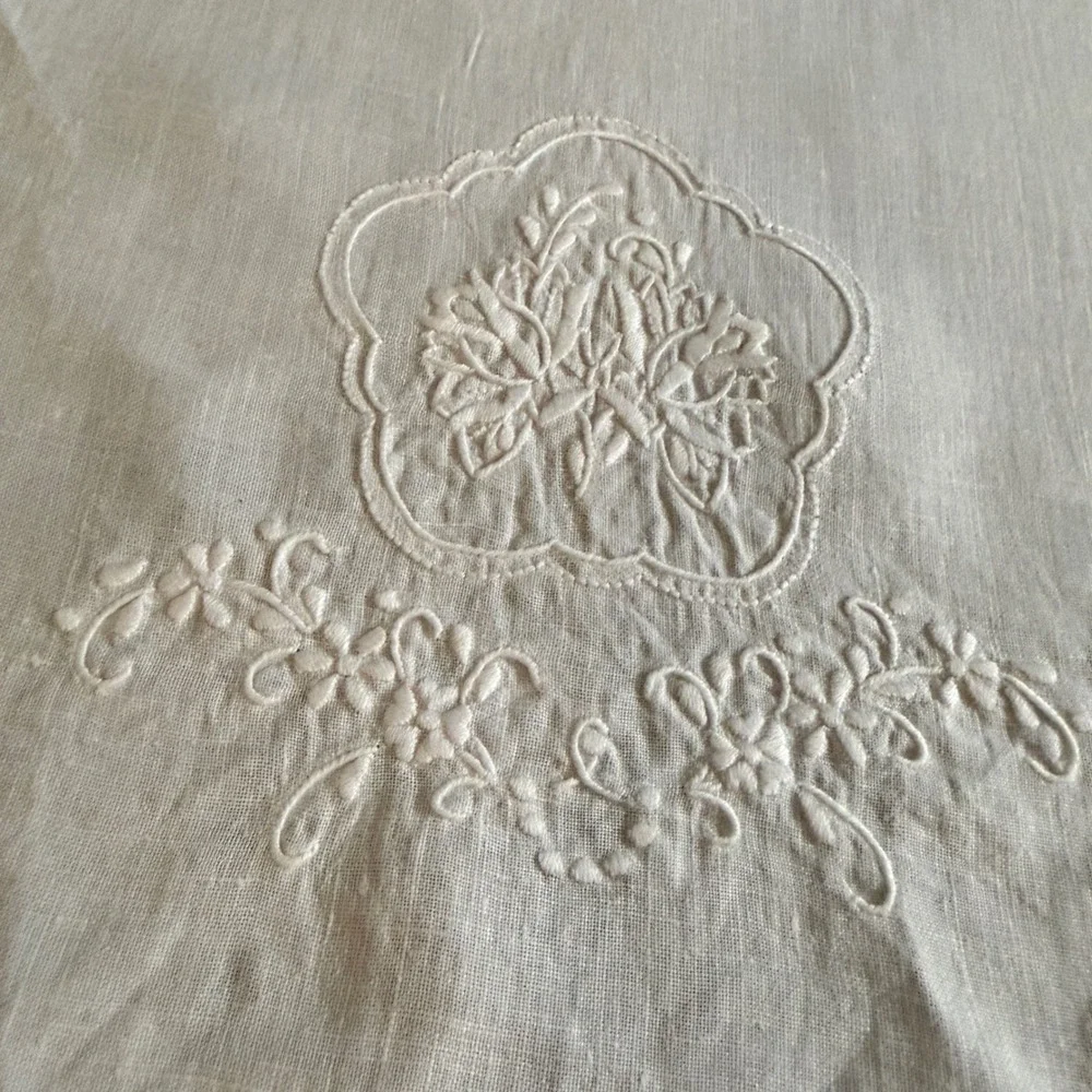 Vintage‎ Paper White Linen Lace Table Decor Set White Cream Blue 4 Piece